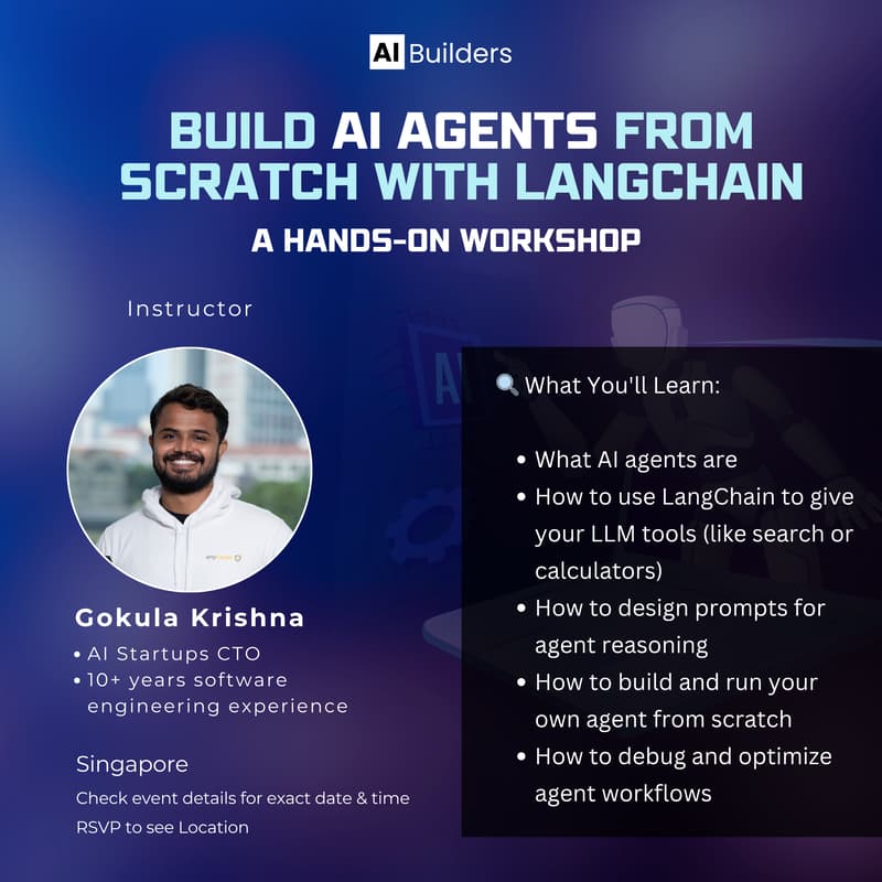 Cover Image for Build AI Agents from Scratch with LangChain – A Hands-on Workshop