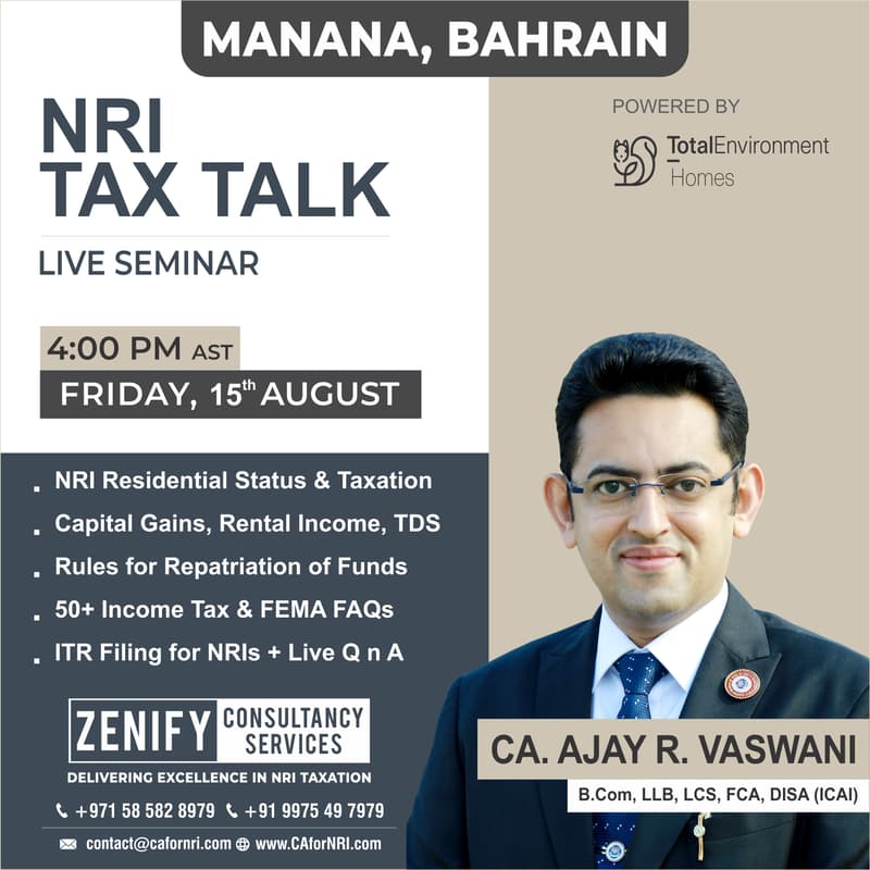 Cover Image for SEMINAR : NRI 'Tax Talk' in MANAMA (BAHRAIN)