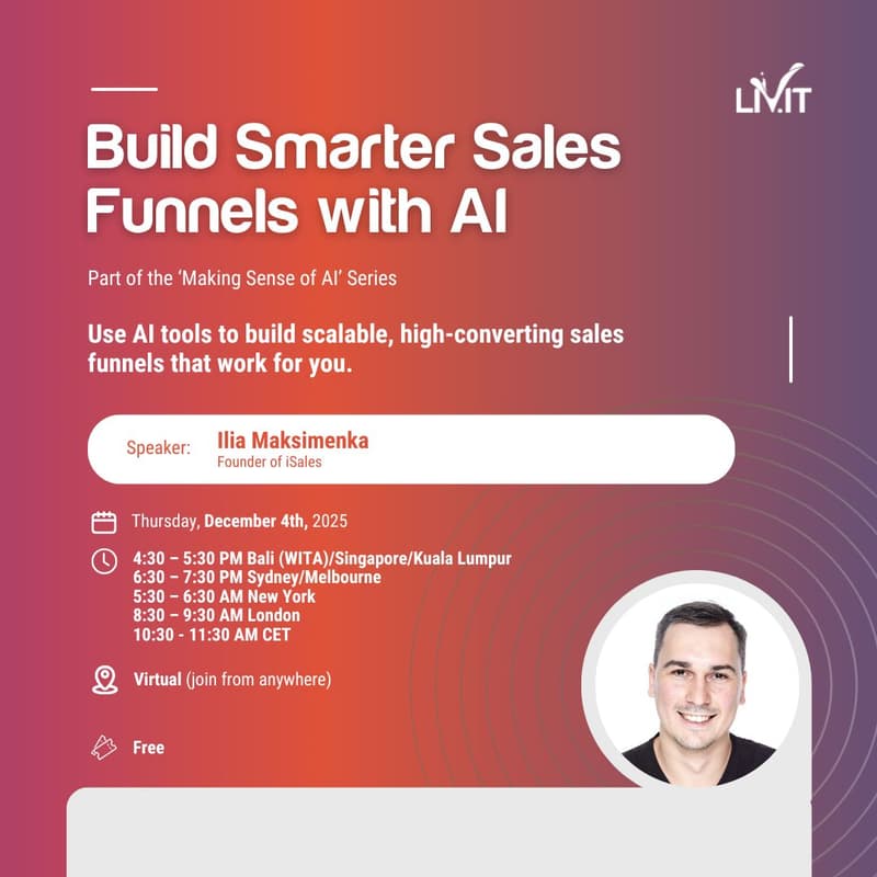 Cover Image for Build Smarter Sales Funnels with AI (Virtual)