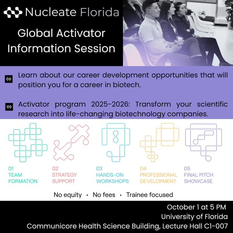 Cover Image for Nucleate FL Info Session - Virtual/Gainesville (UF)