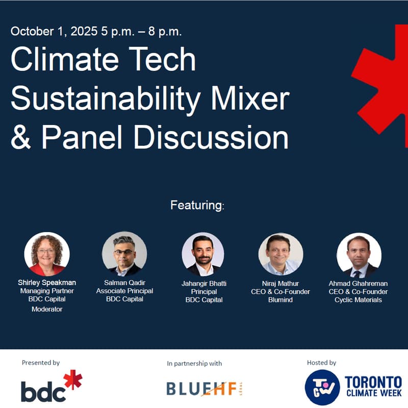 Cover Image for BDC Capital: Climate Tech & Sustainability Mixer & Panel Discussion