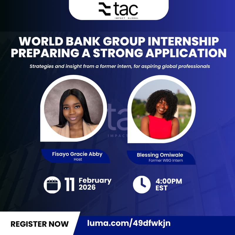 Cover Image for Live Session with Former WBG Intern, Blessing Omiwale