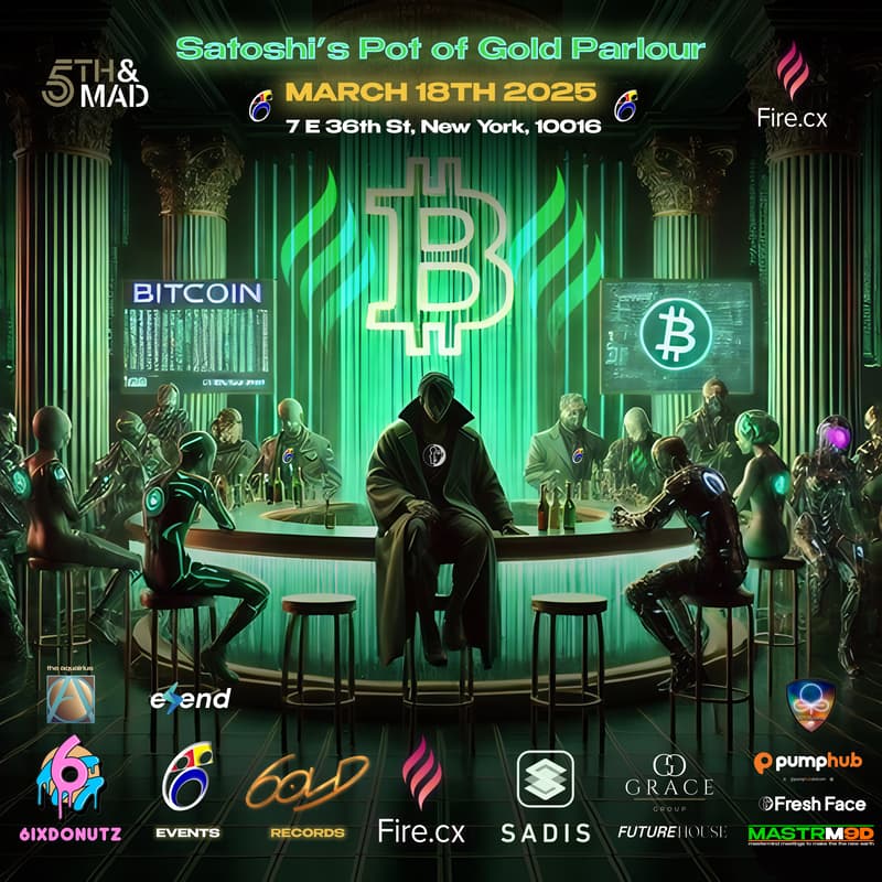 Cover Image for Satoshi’s Pot of Gold Parlour 🍀 Post St. Paddy’s Correction 🍀 The Proof-of-Craic Party (DAS NYC Edition)