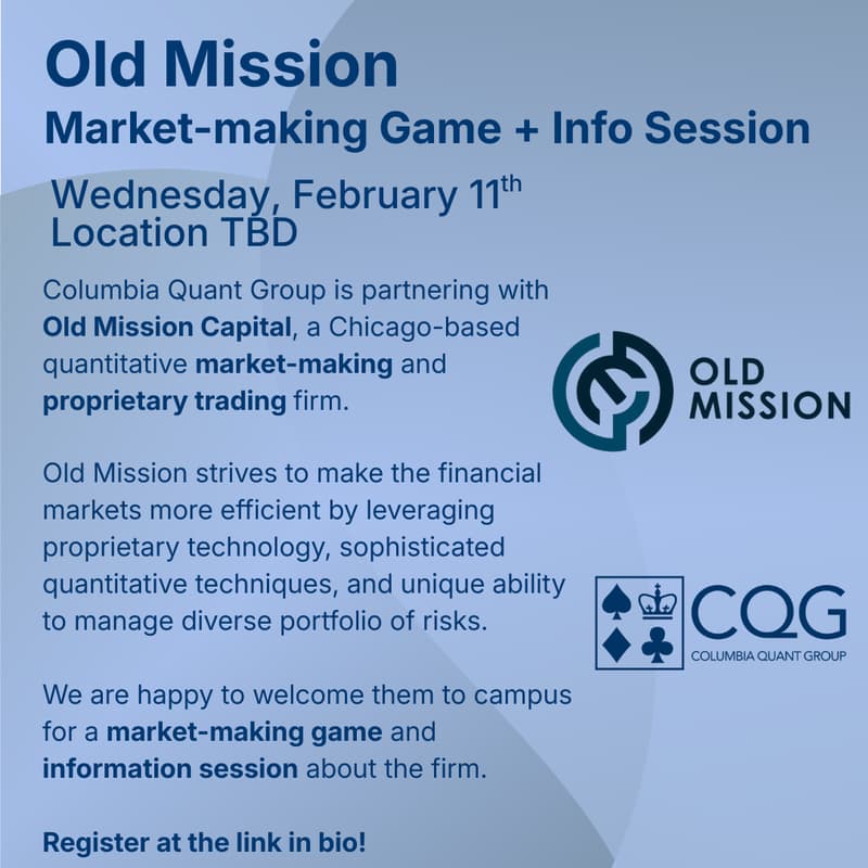 Cover Image for Old Mission Info Session + Market Making Game