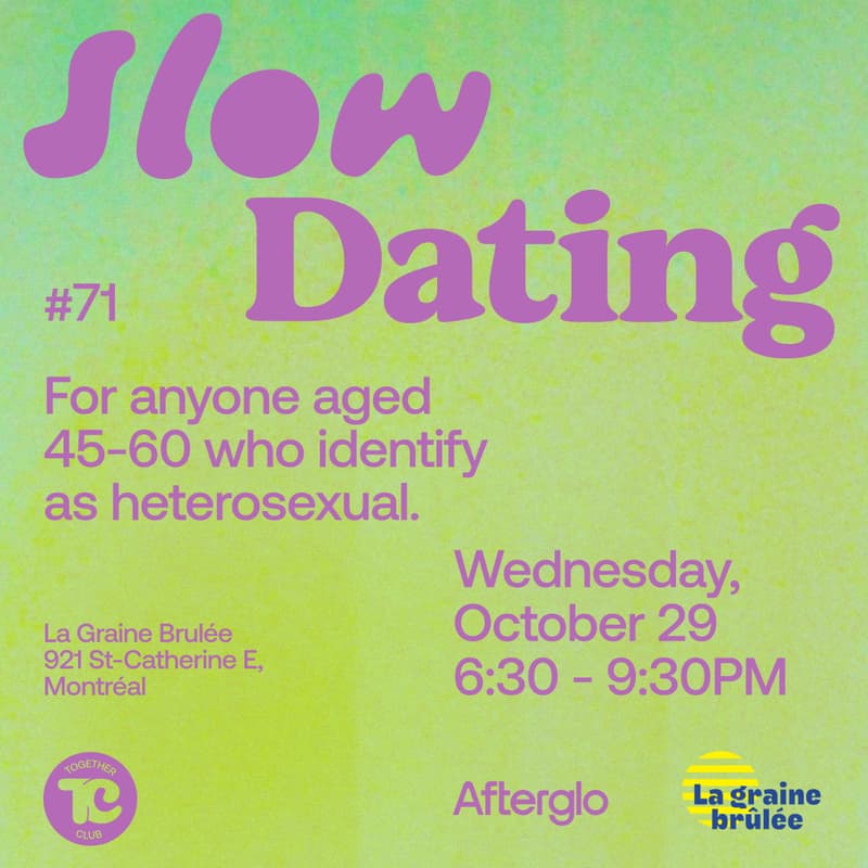 Cover Image for Slow Dating #71 (Hetero 45-60) 💛