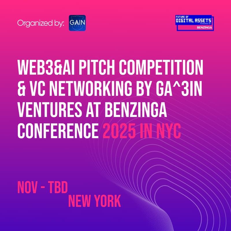 Cover Image for Web3 & AI Pitch Competition & VC networking by Ga^3in Ventures at Benzinga Conference 2025 in NYC