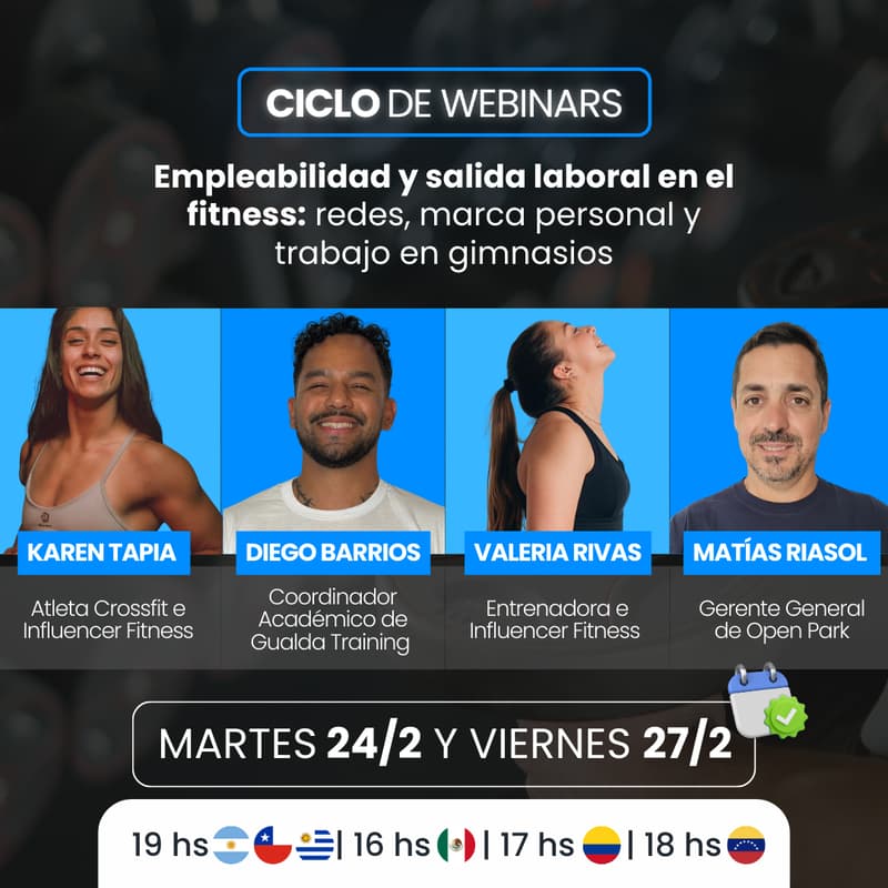 Cover Image for 🔥 Trabajar como Personal Trainer en 2026 | Webinars 24 y 27 de febrero