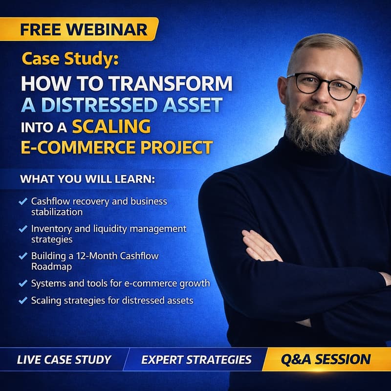 Cover Image for E-commerce Webinar: How to Transform a Distressed Asset into a Scaling E-Commerce Project