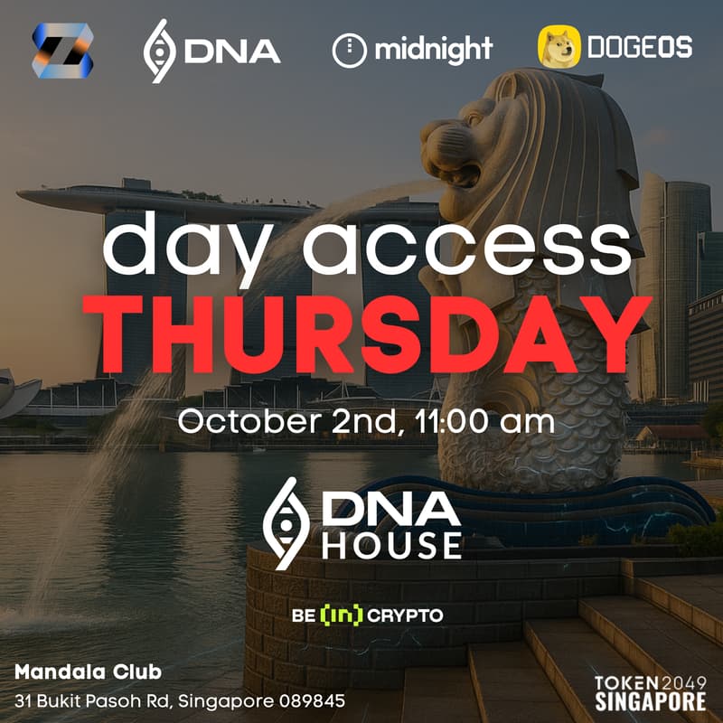Cover Image for DAY ACCESS 2, at DNA House at TOKEN2049 with Zeebu, Midnight, DogeOS & DNA | Thursday, Oct 2nd, 2025.