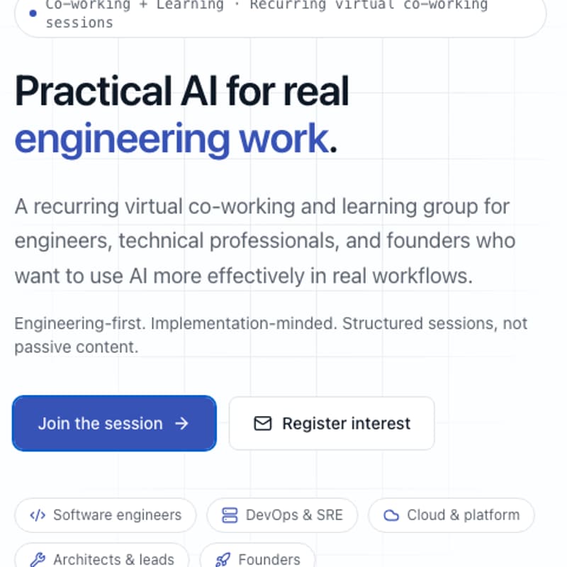 Cover Image for AI Engineering Productivity: Virtual Co-Working Session