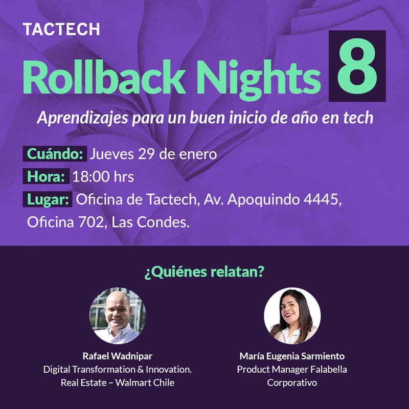 Cover Image for Rollback Nights Vol. 8 -  Aprendizajes para un buen inicio de año en tech