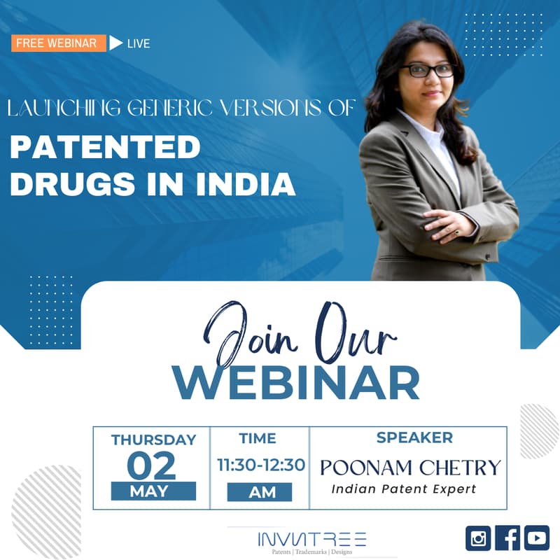 Cover Image for Webinar on "Launching Generic Versions of Patented Drugs in India"