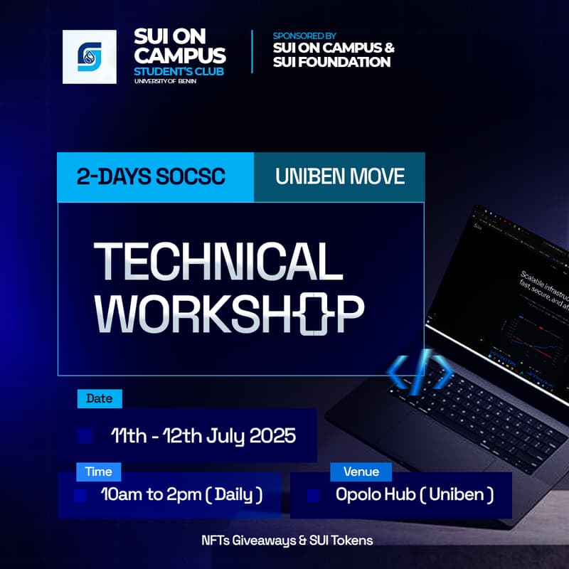 Cover Image for SUI ON CAMPUS 2-DAYS SOCSC UNIBEN MOVE TECHNICAL WORKSHOP