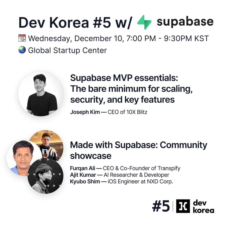 Cover Image for Dev Korea #5 with Supabase