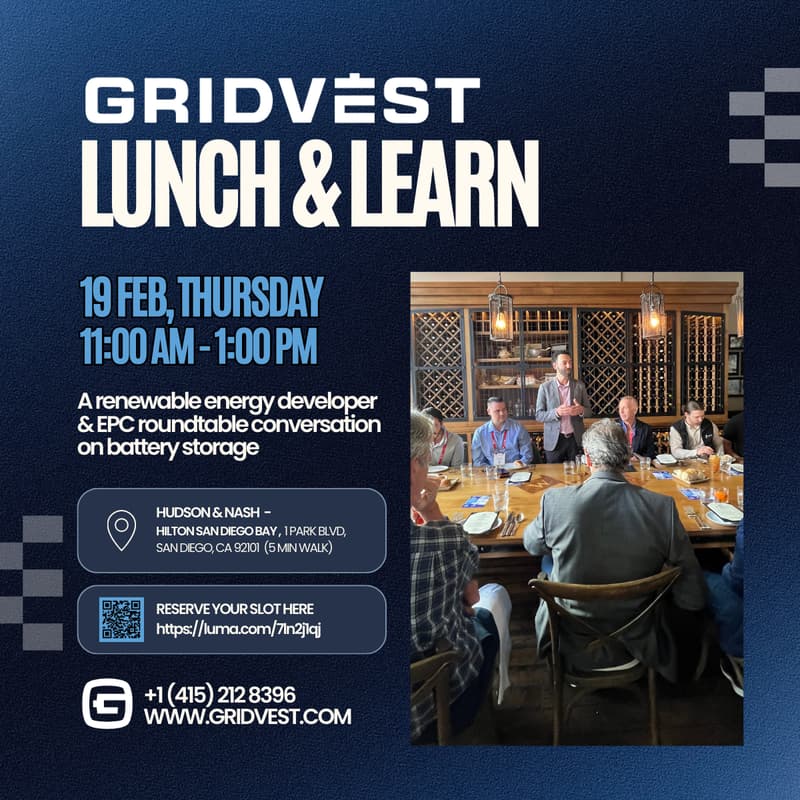 Cover Image for GridVest Battery Storage Lunch and Learn