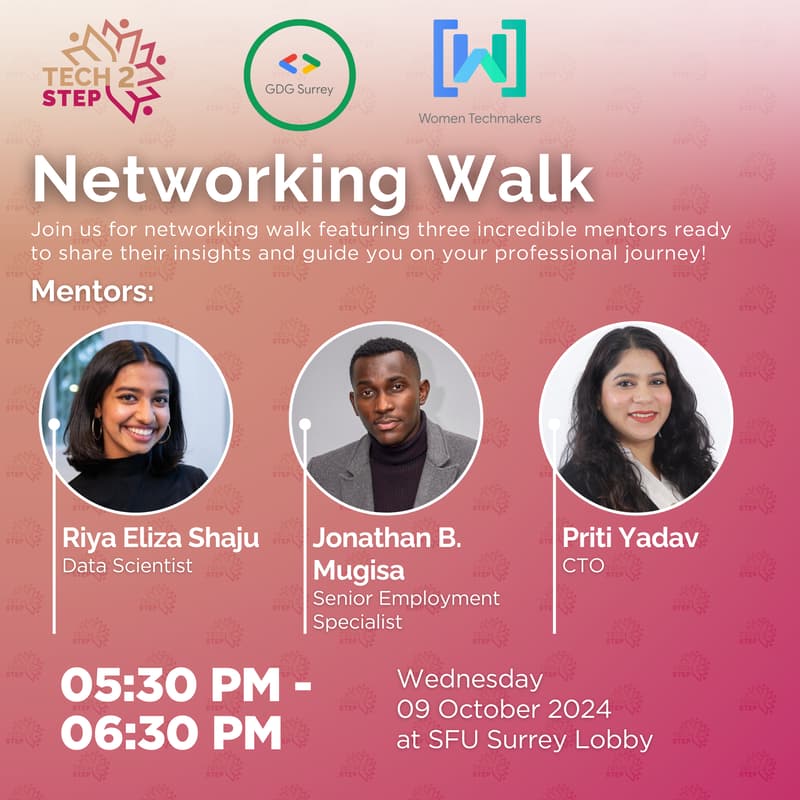 Cover Image for Tech2Step x GDG Surrey x Women Techmakers Networking Walk!