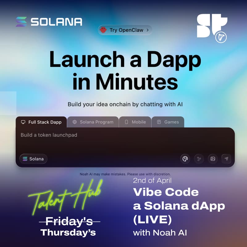 Cover Image for Vibe Code a Solana Dapp | Talent Hub Thursday's