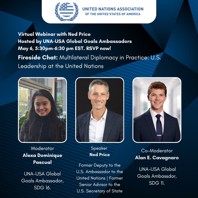 Cover Image for UNA-USA Fireside Chat Invitation – UN Leadership & Global Diplomacy