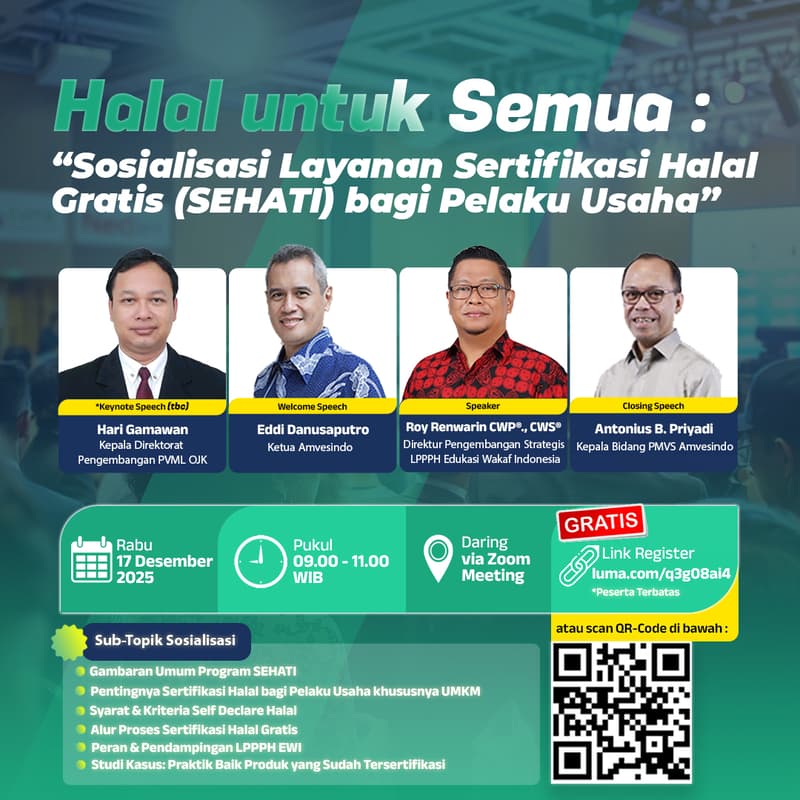 Cover Image for Sosialisasi Layanan Sertifikat Halal Gratis  (SEHATI)