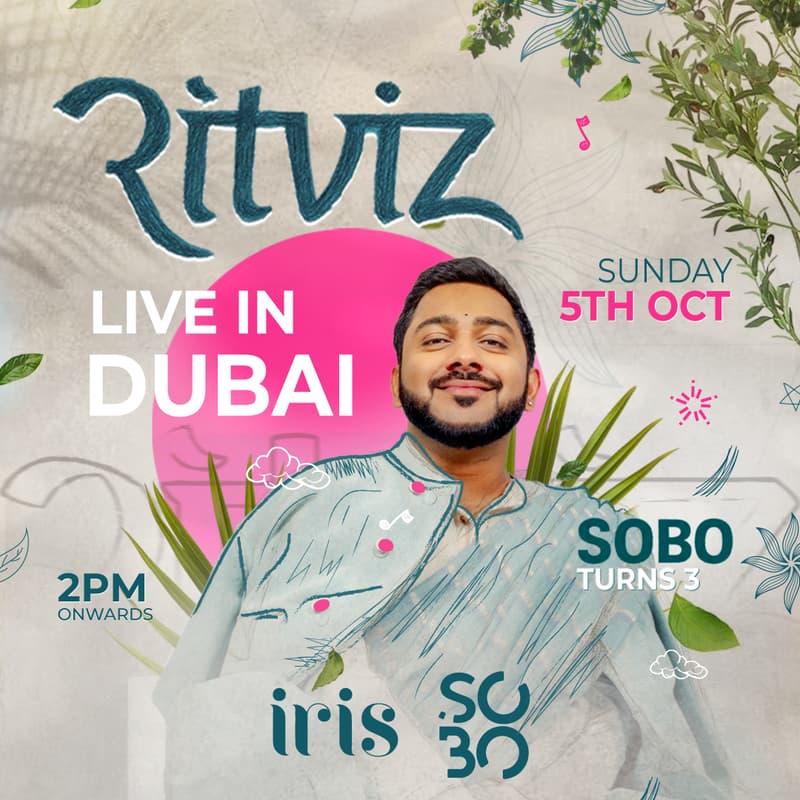Cover Image for Sobo turns 3 ft. Ritviz | 5th Oct Sunday | Iris Dubai