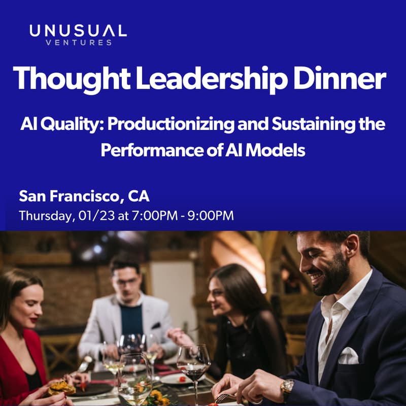 Cover Image for Thought Leadership Dinner "AI Quality: Productionizing and Sustaining the Performance of AI Models"