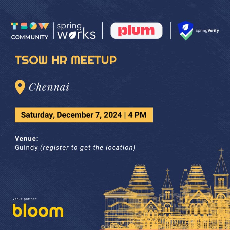 Cover Image for TSOW x Plum x SpringVerify HR Meetup in Chennai