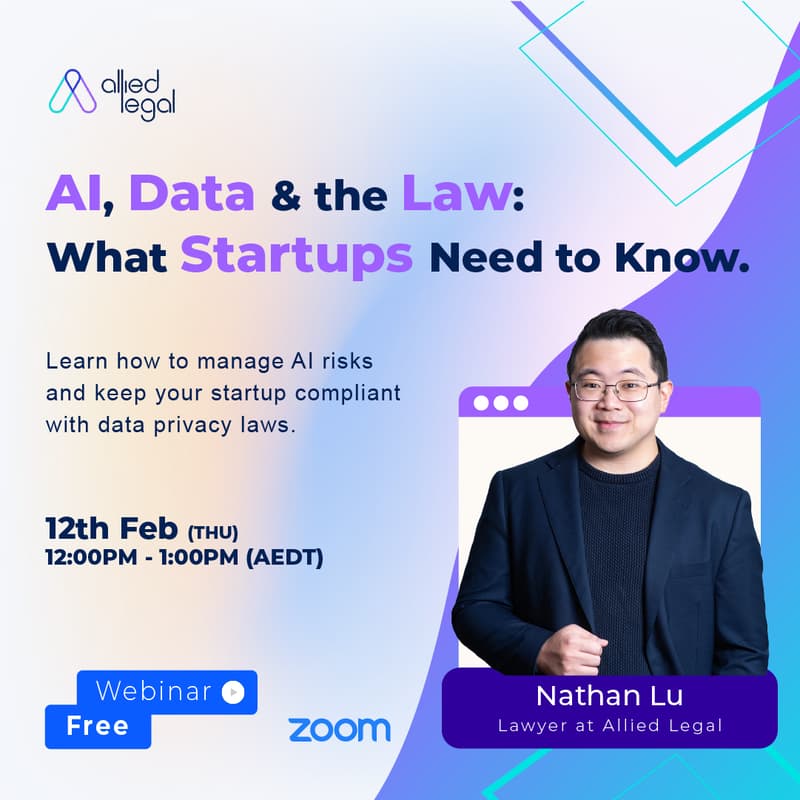 Cover Image for AI, Data & the Law: What Startups Need to Know [Zoom Workshop]