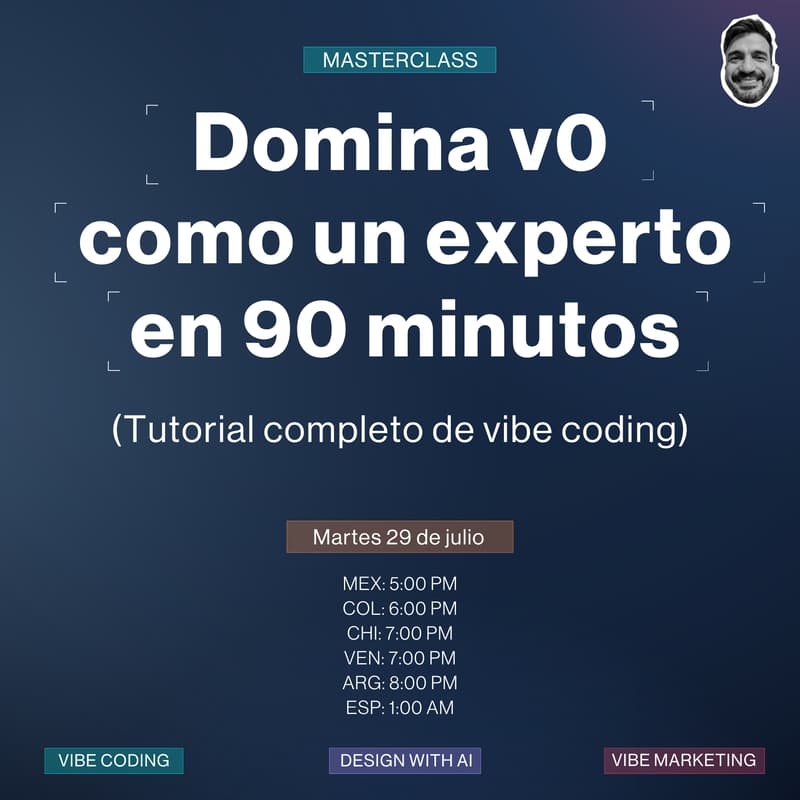Cover Image for Domina v0 como un experto en 90 minutos (Tutorial completo de vibe coding)