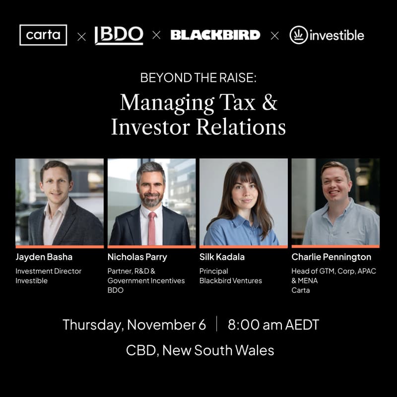 Cover Image for Beyond the Raise: Managing Tax and Investor Relations [Carta x BDO x Blackbird]