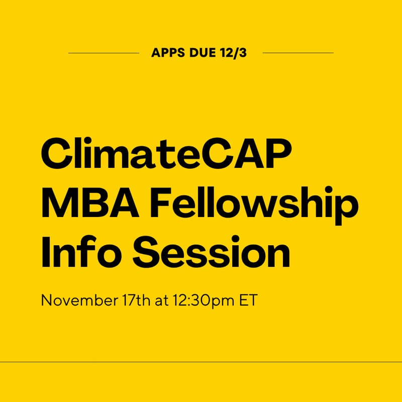 Cover Image for ClimateCAP MBA Fellowship QA Session (Optional)