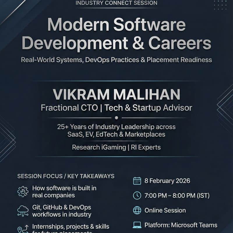 Industry Connect Session on Modern Software Development & Careers · Luma
