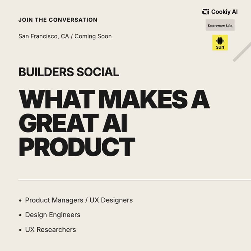 Cover Image for AI Builders Social Night: What makes a great AI product - Open Registration