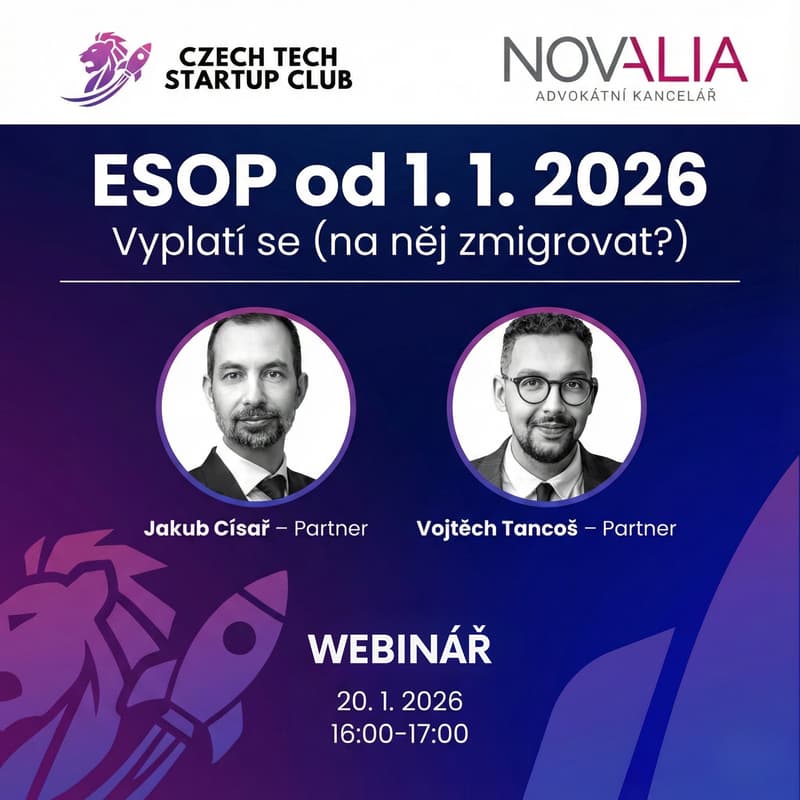 Cover Image for Webinář: ESOP změny od 1.1.2026 - vyplatí se přejít? (s advokátní kanceláří NOVALIA)
