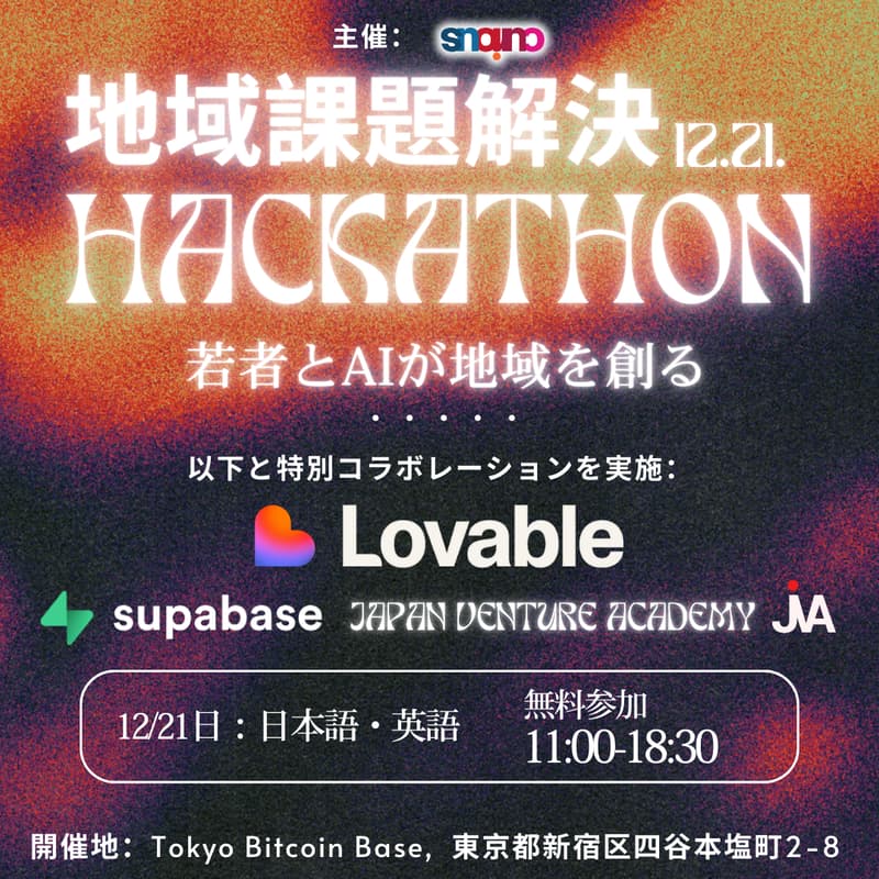 Cover Image for 地域課題解決Hackathon - 若者とAIが地域を創る / Youth and AI Build the Community