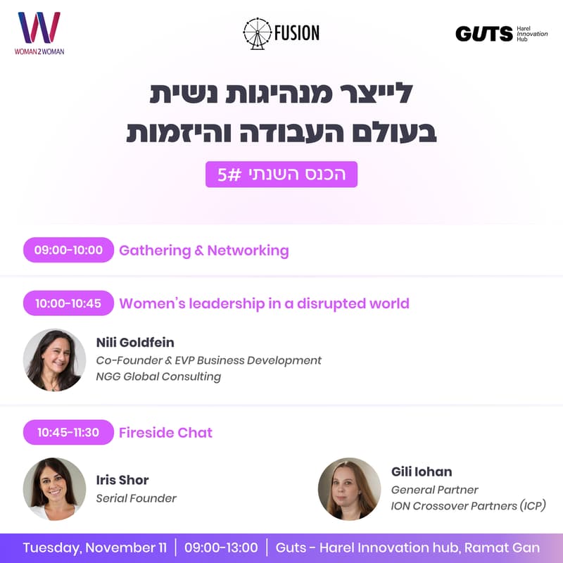 Cover Image for לייצר מנהיגות נשית בעולם העבודה והיזמות - הכנס השנתי 5#