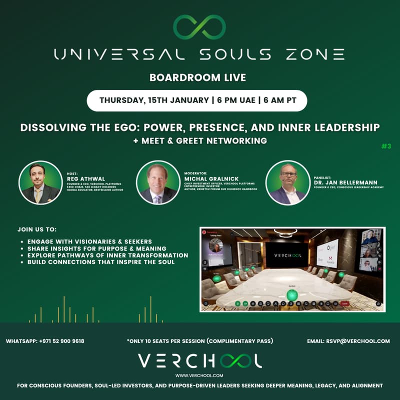 Cover Image for Universal Souls Zone - Boardroom Live #3 | Dissolving the Ego: Power, Presence, and Inner Leadership