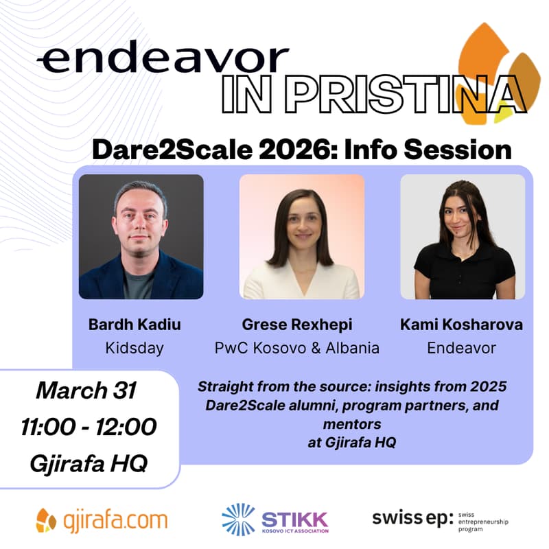Cover Image for Endeavor Info Session: Dare2Scale @ Gjirafa