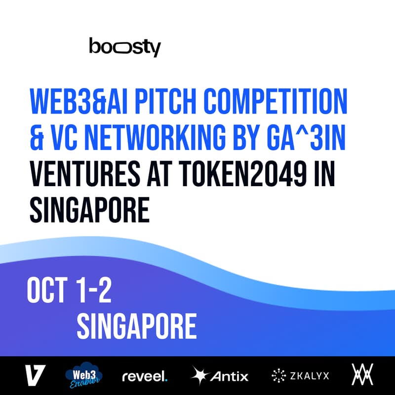 Cover Image for Web3 & AI Pitch Competition & VC networking by Ga^3in Ventures х Boosty Labs at TOKEN2049 in Singapore