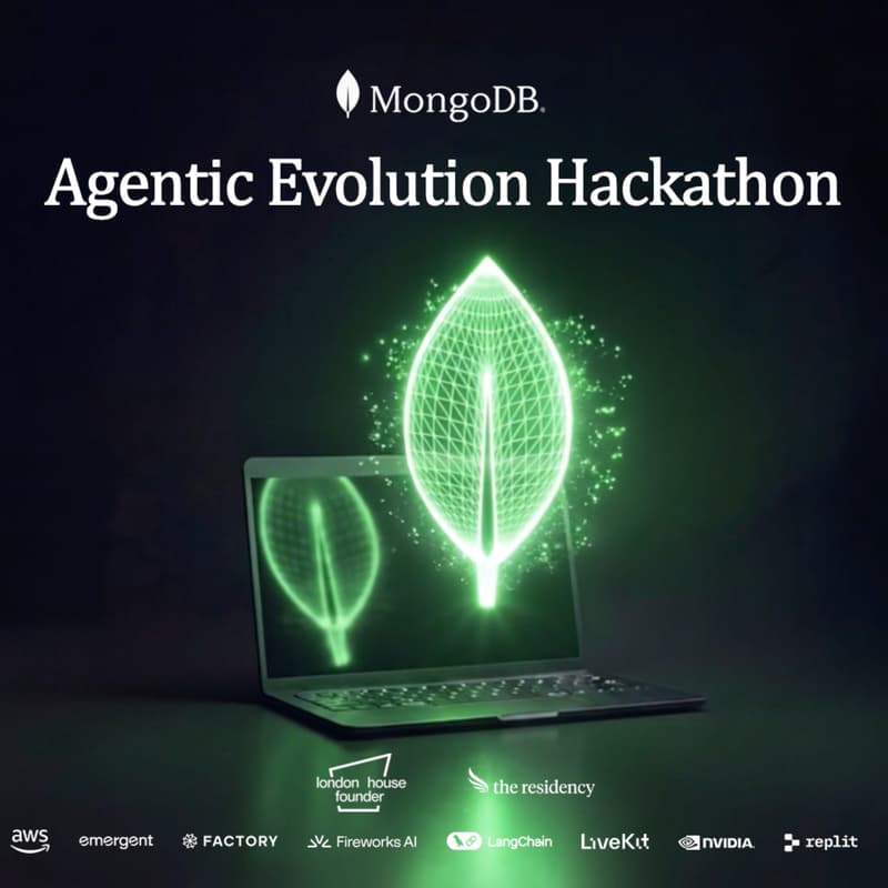 Cover Image for The MongoDB Agentic Evolution Hackathon | Co-hosted with LangChain, NVIDIA, Emergent Labs, and more