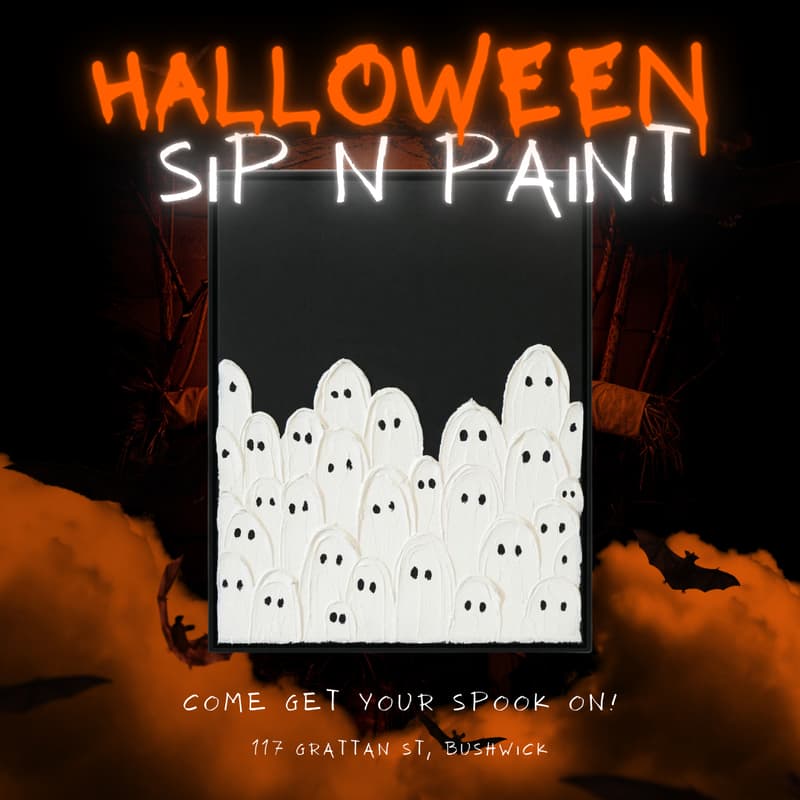 Cover Image for Halloween Sip & Paint & Mingle: Spooky Ghosts