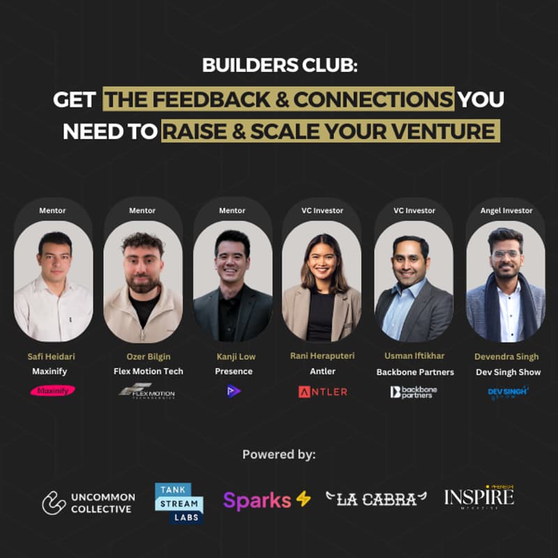Cover Image for Builders Club: Co-Work + Feedback Day for AI & Impact Led Founders + Creators (with Mentors & Investors)