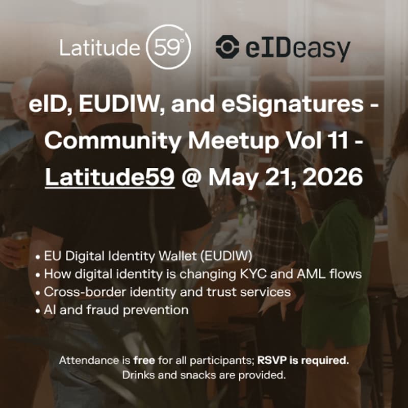 Cover Image for eID, EUDIW, and eSignatures - Community Drinks Meetup Vol 11 - Latitude59 @ May 21, 2026