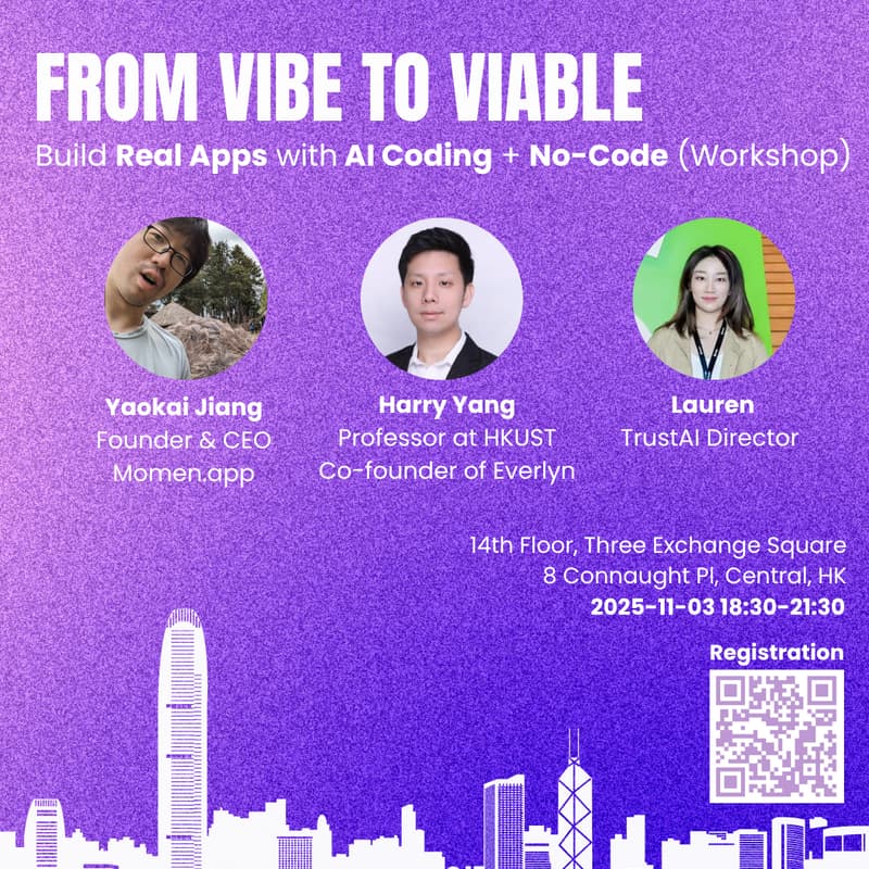 Cover Image for From Vibe to Viable: Build Real Apps with AI Coding + No-Code (Workshop)