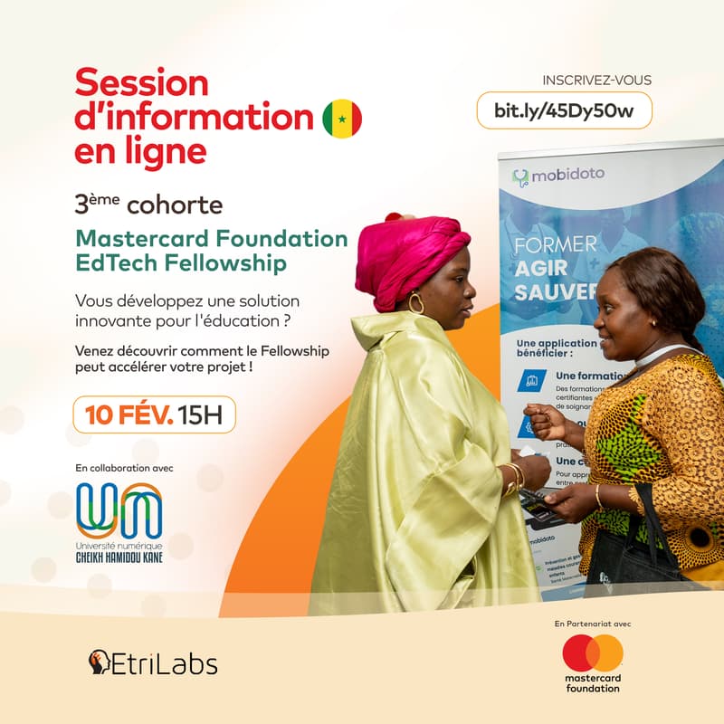 Cover Image for Session d'information en ligne : Cohorte 3 Mastercard Foundation EdTech Fellowship
