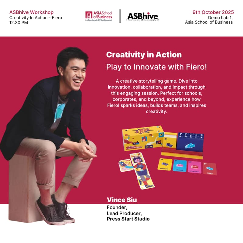 Cover Image for ASBhive Creativity Workshop : Play, Write, Grow: Reflecting on Our Creative Prowess and Process with Fiero!