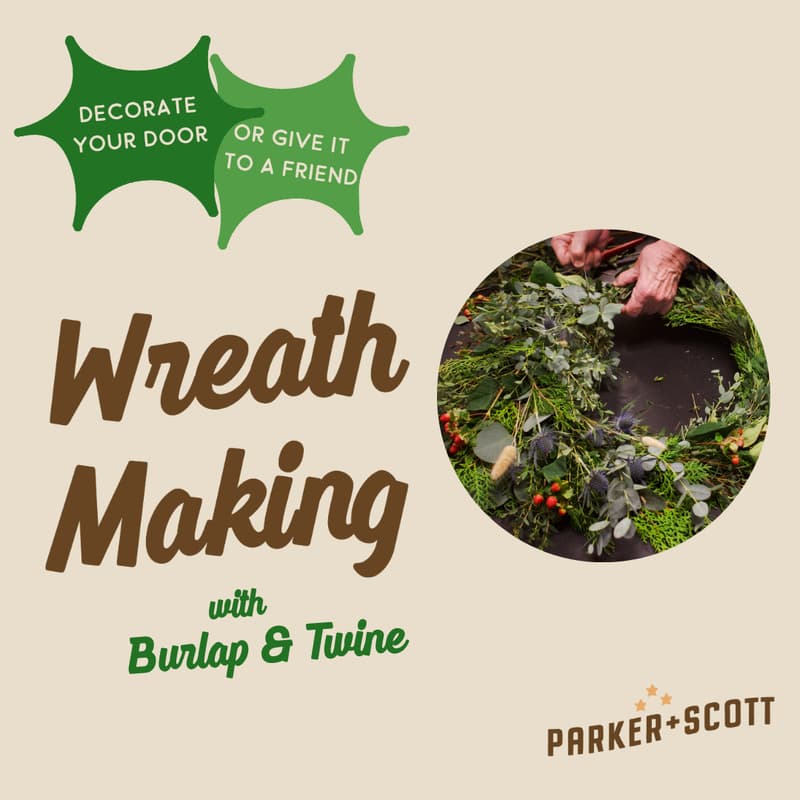 Cover Image for Holiday Wreath Making Workshop with Burlap & Twine