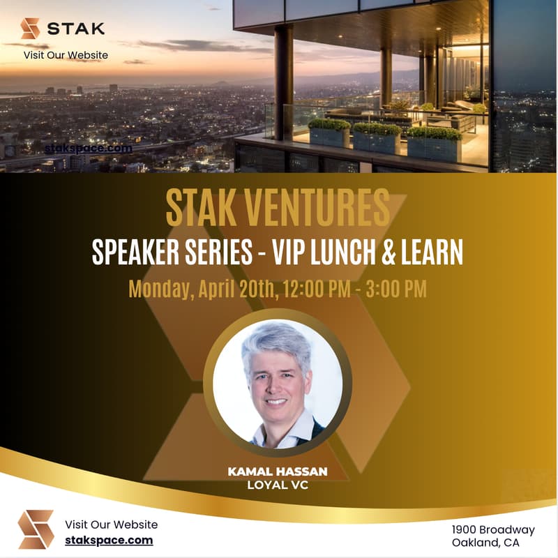 Cover Image for STAK Ventures: Speaker Series - VIP Lunch & Learn With Kamal Hassan, Loyal VC