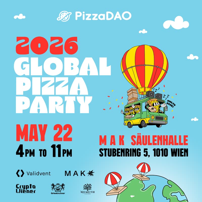 Cover Image for Official Global Bitcoin Pizza Party Vienna by PizzaDAO hosted by MAK & Validvent & CryptoWiener