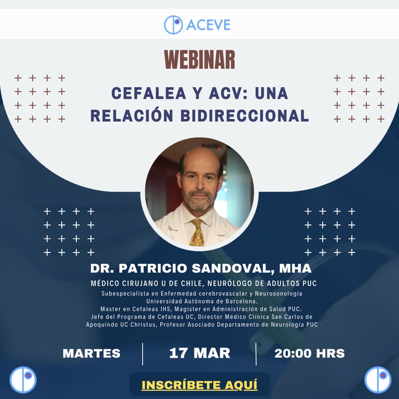Cover Image for Webinar "Cefalea y ACV: una relación bidireccional" - Dr. Patricio Sandoval