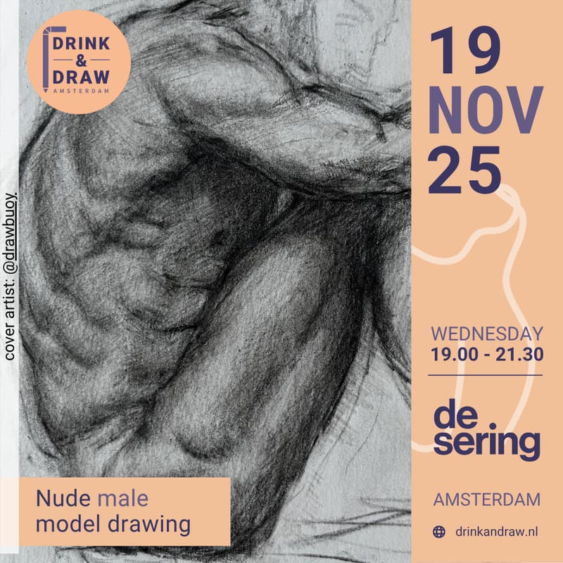 Cover Image for Drink & Draw | Nude male model drawing
